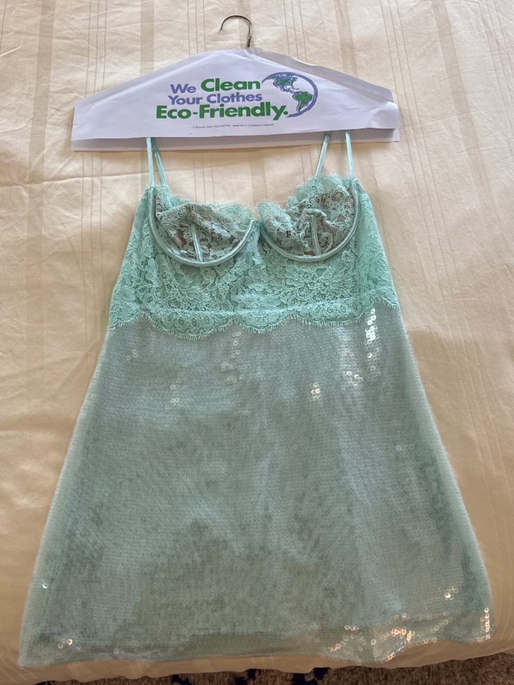 Worn once! Retrofete Alixandra Sequin Dress (Mint)